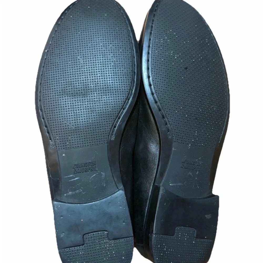 Johnston & Murphy Sz 10 Cresswell Venetian Soft Sheepskin Leather Black Slip On